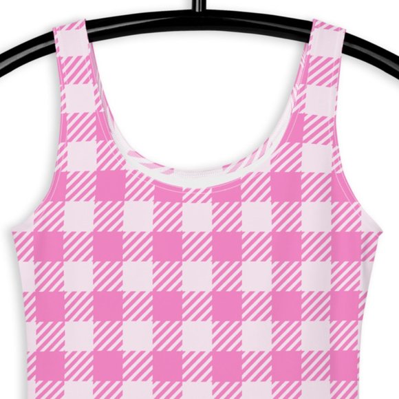Charming Pink Gingham Skater Dress | Retro Pinup Style Fit & Flare Mini - Picture 2 of 9